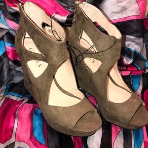 Brand new Guess Wedges in Olive Green Color